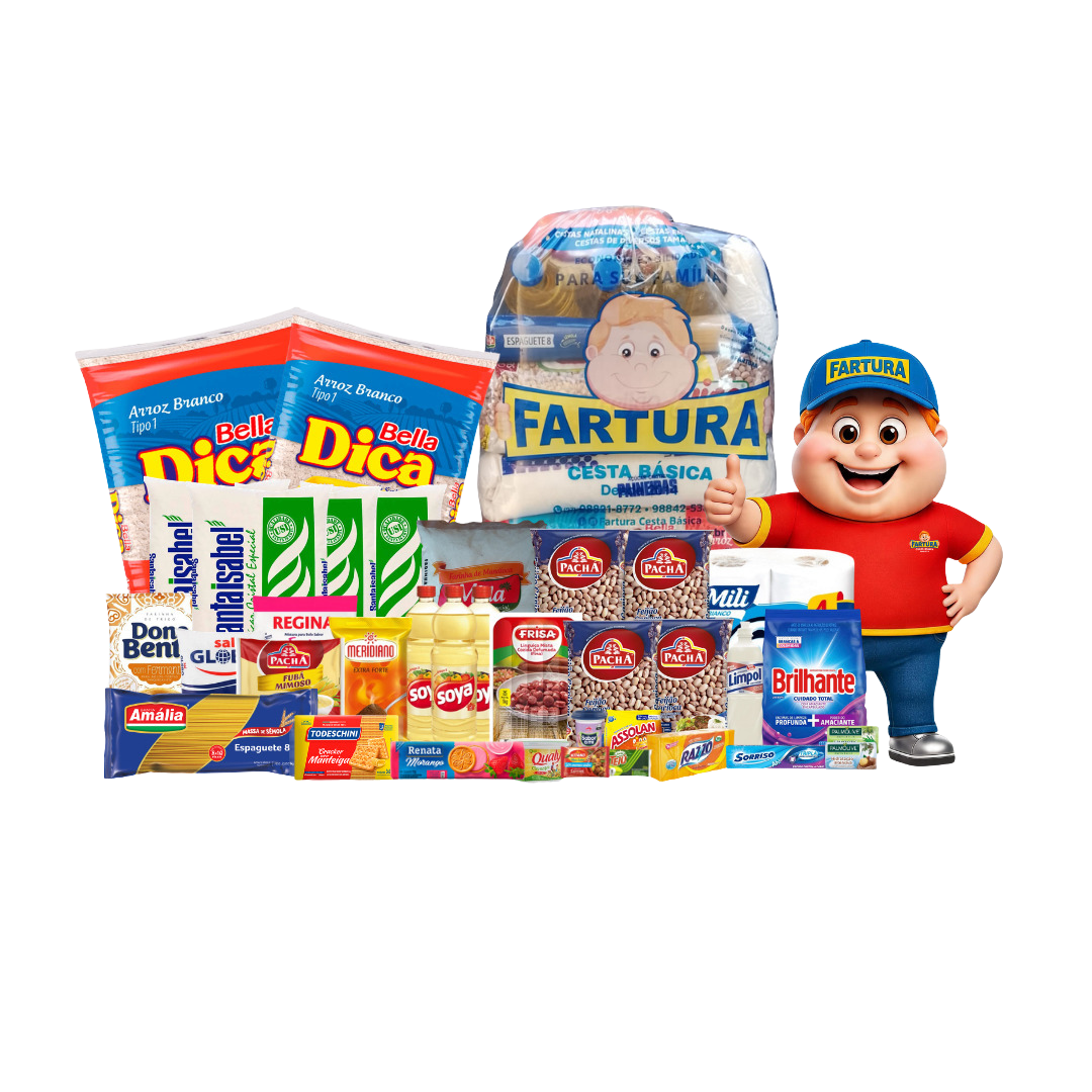 Cesta básica e produtos da nova linha Fartura